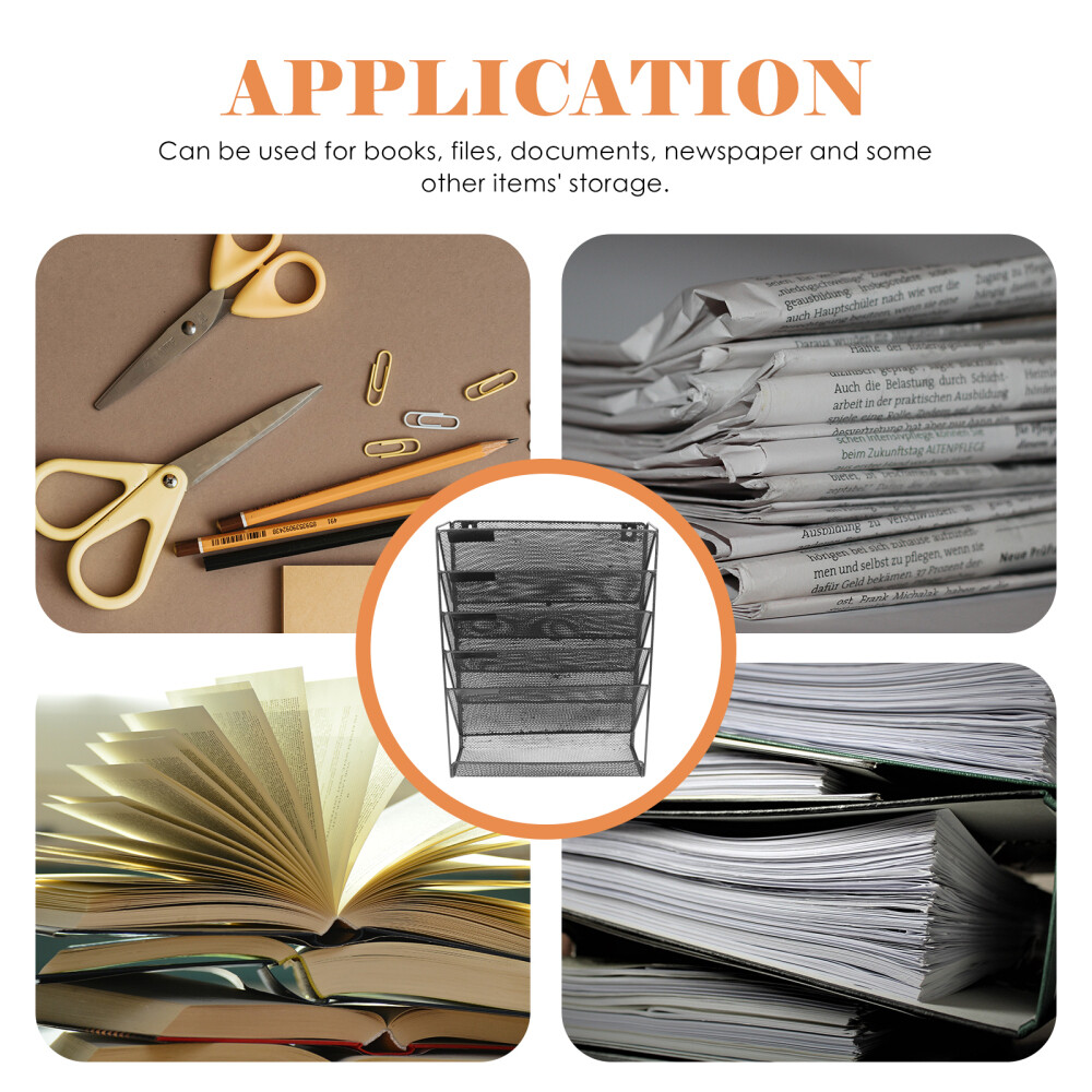 Wall-mounted File Storage Rack Multi-layer Document Organizer Metal Magazine