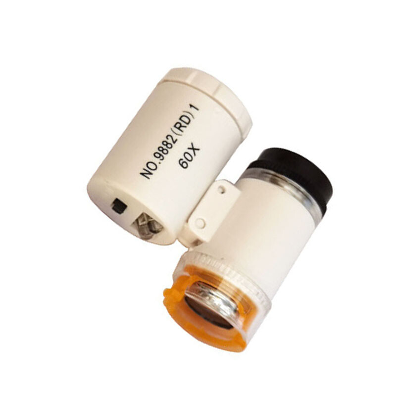 60X White Illuminated Pocket Microscope Loupe Magnifier LED UV Light document
