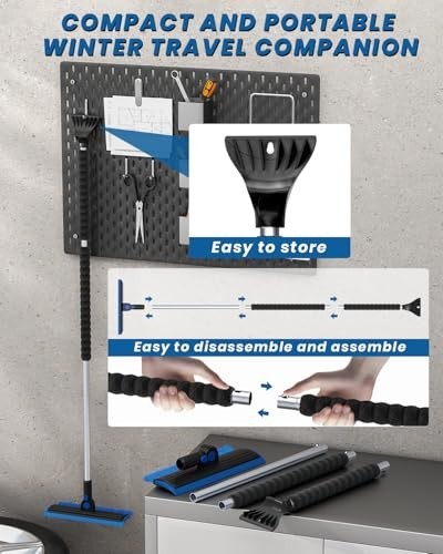 Extra Long 55.7" Ice Scraper for Car Windshield, Multi-Functional Snow Brush wit
