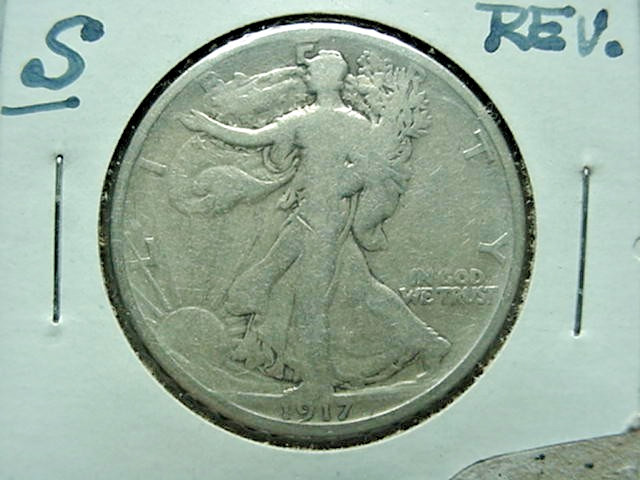 1917-S On Reverse Walking Liberty Half Dollar Cleaned