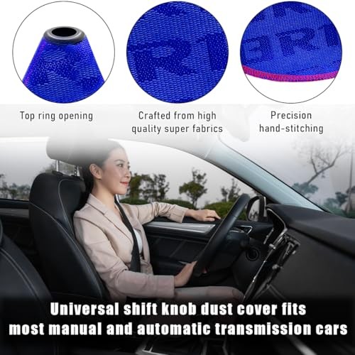 Car Shift Boot Cover, Waterproof Canvas Fabric Manual Automatic Shift Knob Blue