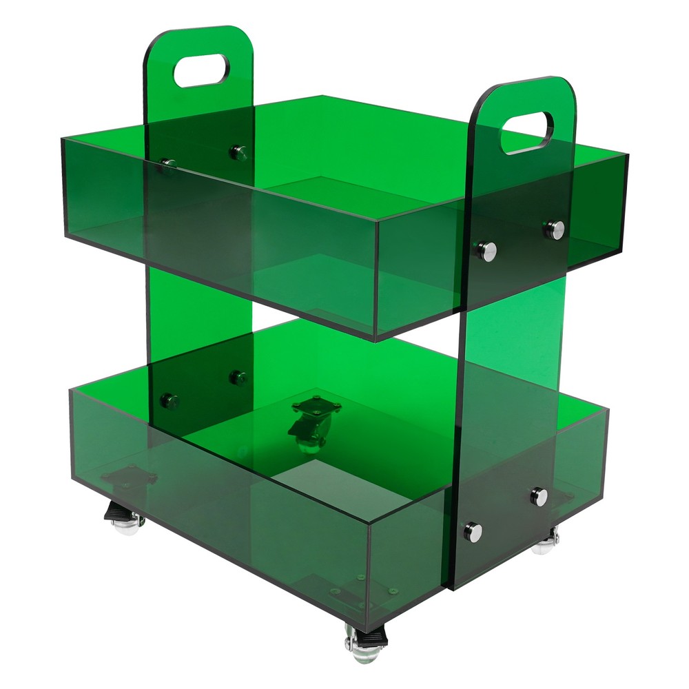 Modern Bedside Table Acrylic Side Table Free Standing Storage Rack with Wheels