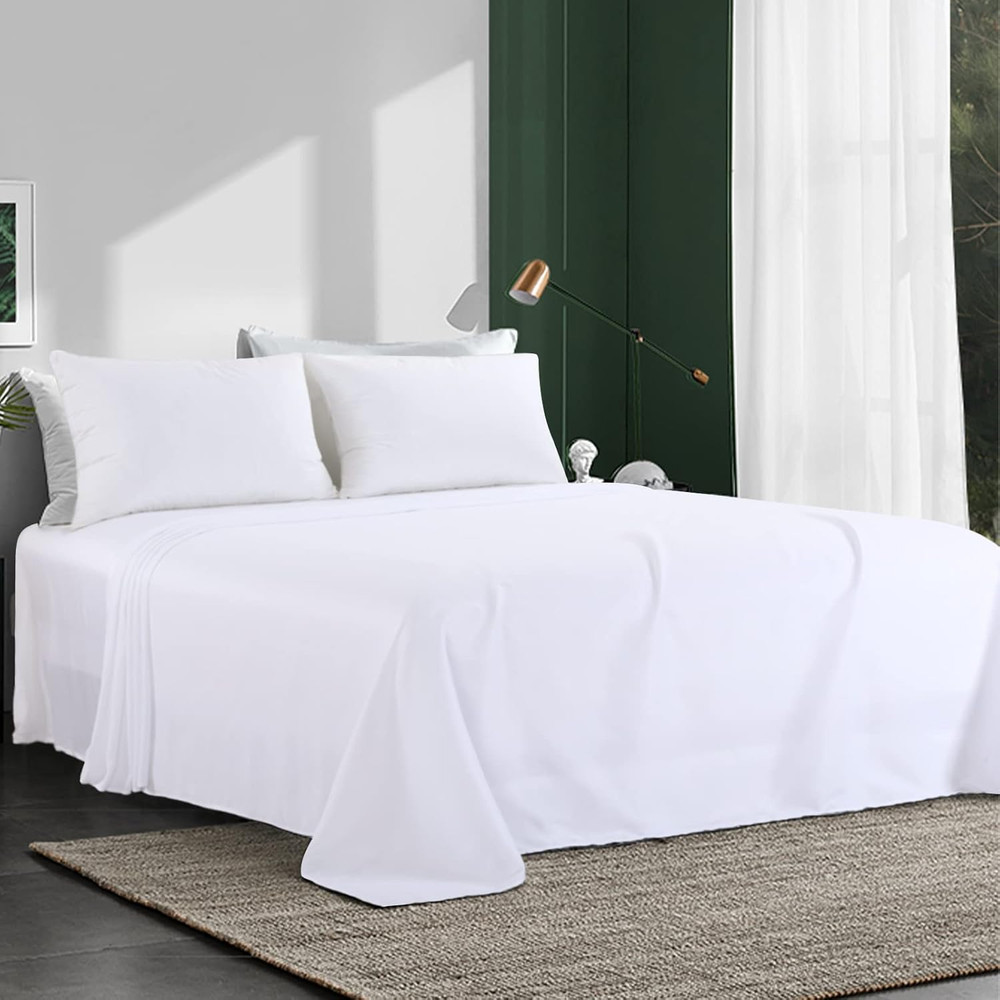 Alaskan King (120X132) Flat Sheet, White Extra Large Oversized King Flat Sheets,