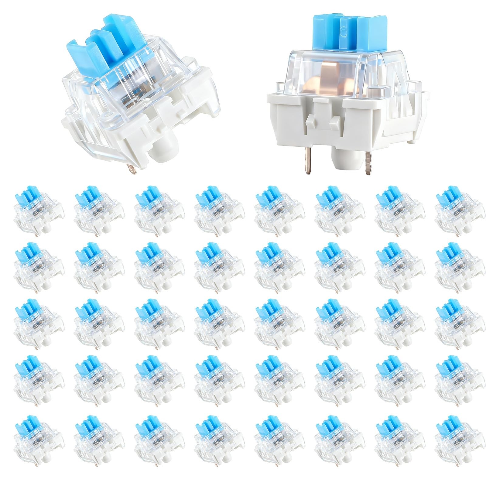 Keyboard Switches, 50 Pcs 3 PIN Blue Keyboard Clicker Dustproof Mechanical Ke