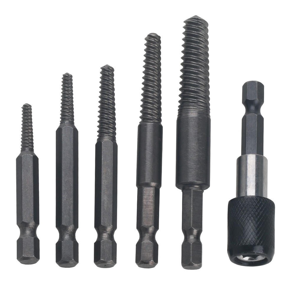 6PC/Set Damaged Screw Extractor 1/4 Hex Shank Tool Broken Stripped Bolt Remover