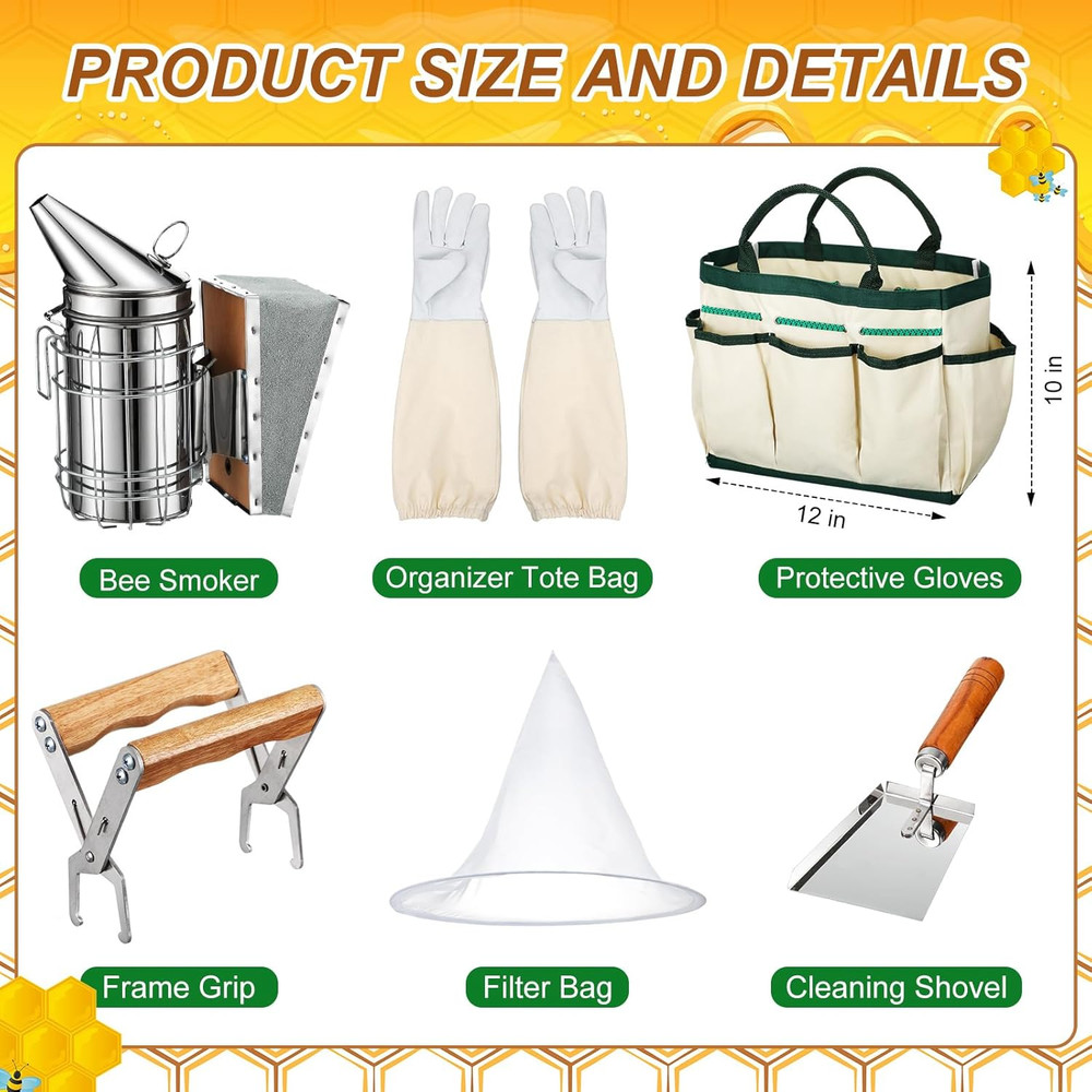 30-Piece Beekeeping Starter Kit with Bee Suit and Essential Tools (XL)