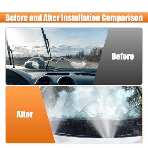 Car Front Windshield Washer Nozzles Kit, Double-Hole Auto Windshield Black