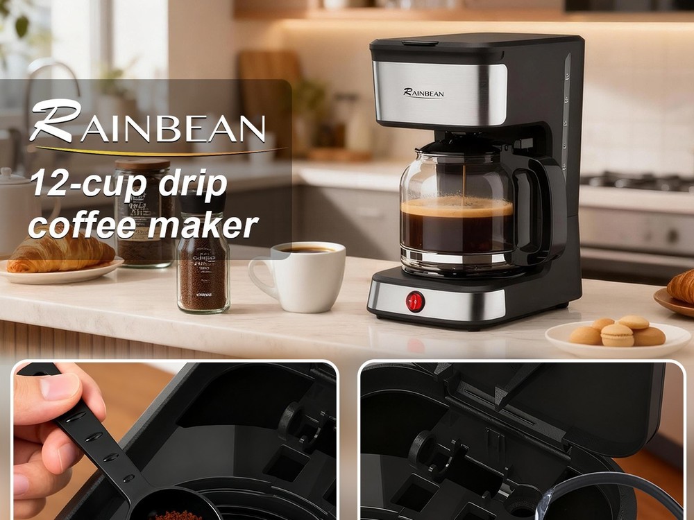 Drip Coffee Maker Office Coffee Brewing Machine with Heated Base,Black