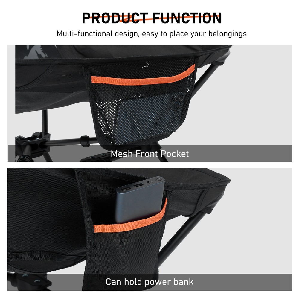 NOVSIGHT Portable Camping Chair Heavy Duty Mesh Front Packet Multi-functional