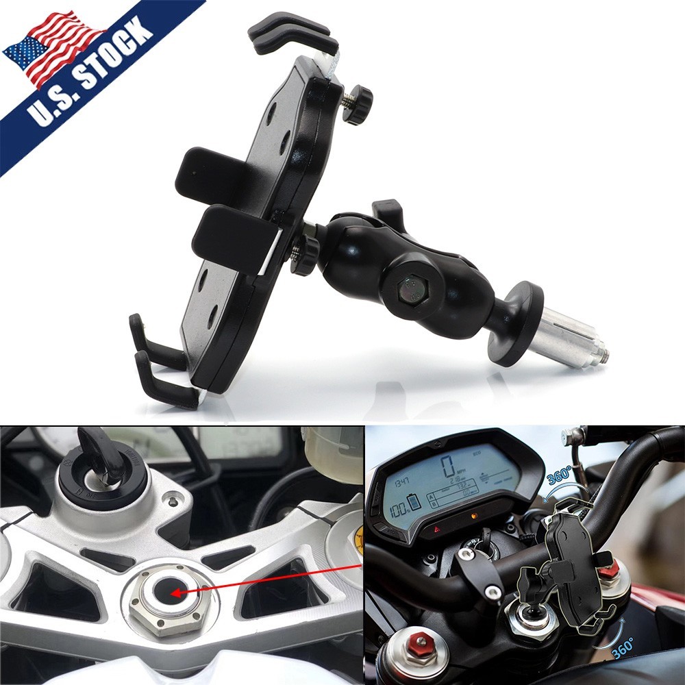 Motorcycle Phone Mount Fork Stem Mobile Holder GPS Navigation Bracket US
