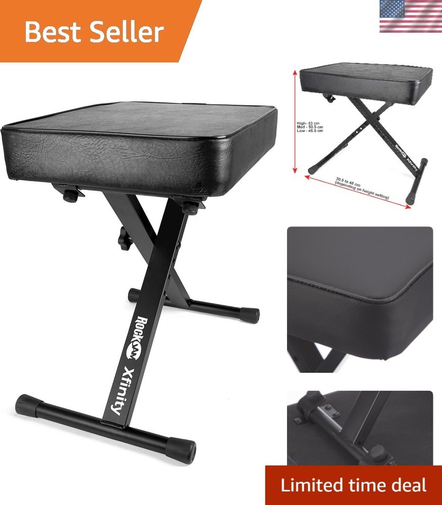 Comfortable X-Style Padded Keyboard Bench - Adjustable Height & Piano Lessons