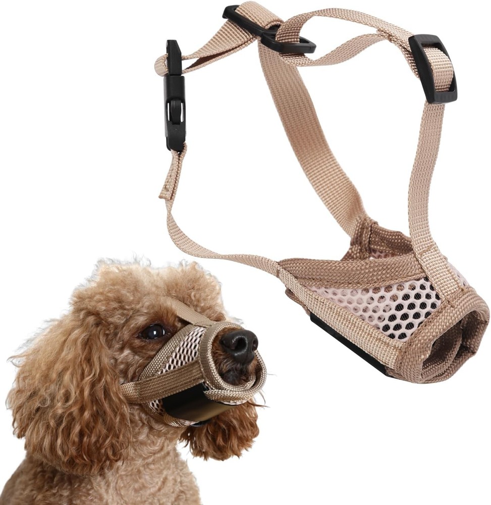 Muzzle Dog Soft Pet Muzzle to Stop Chewing Puppy Muzzle W/ Breathable Mesh &