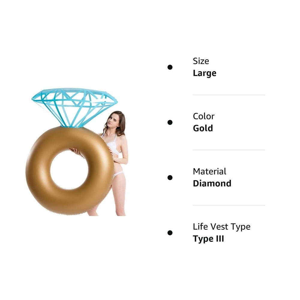 Jasonwell Inflatable Diamond Ring Pool Float - Engagement Ring Bachelorette P...