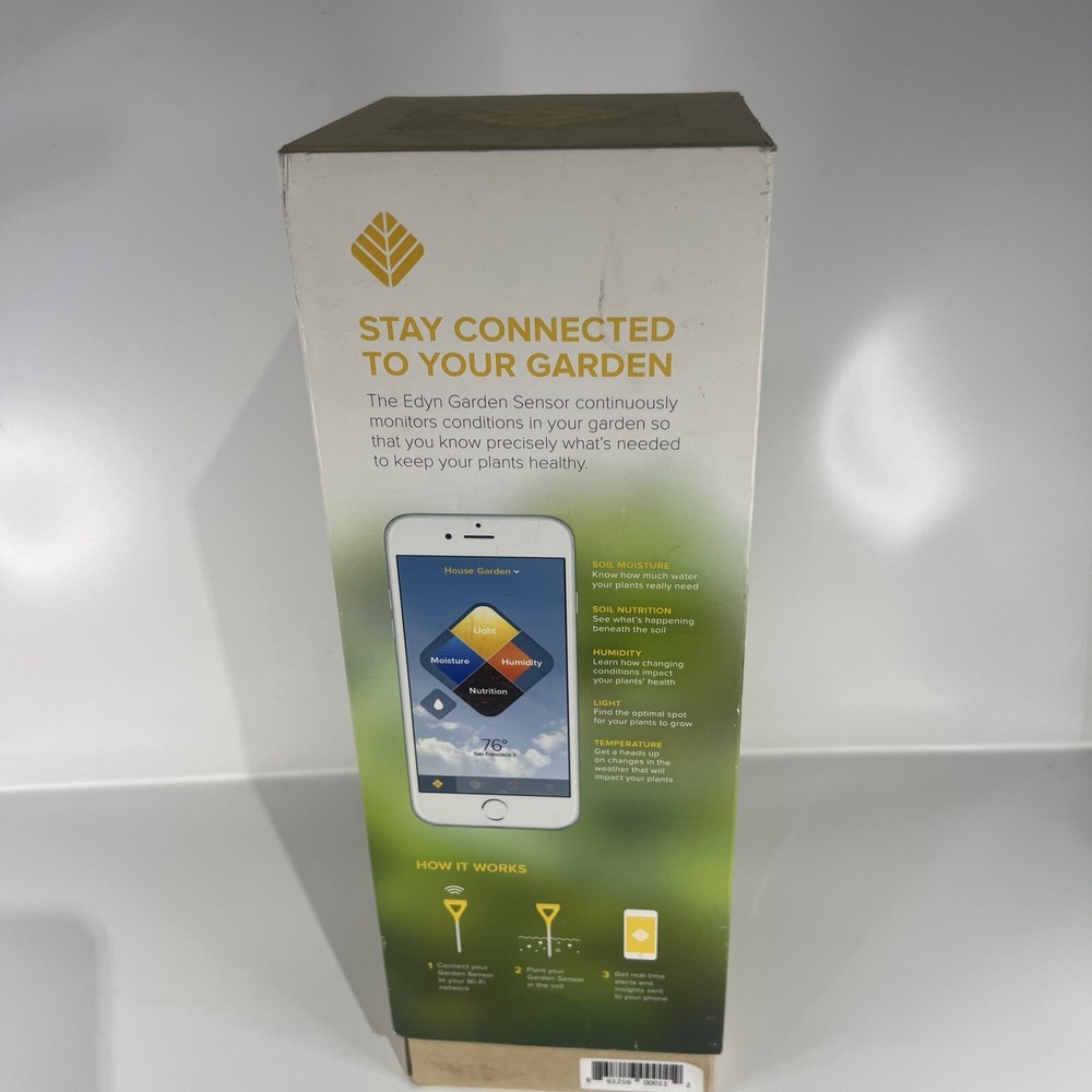 EDYN SOLAR POWERED WiFi GARDEN SOIL SMART PHONE SENSOR IN BOX