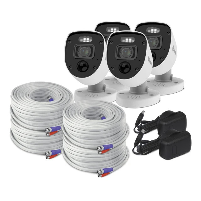 Swann 4K Add-On DVR Bullet Security Camera System with Sensor Spotlight 4 Pack