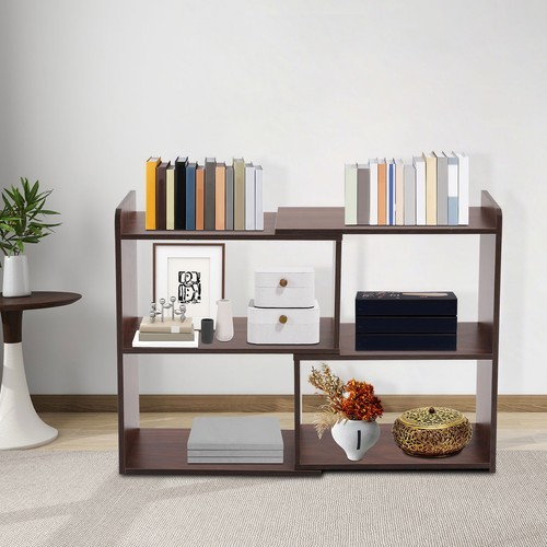 Open Storage Shelf, 3-Tier Bookcase, Retractable Storage Shelf