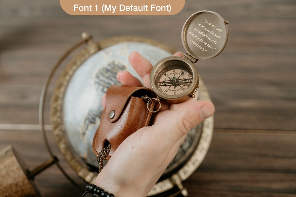 Personalized Engraved Brass Compass, Custom Handwriting Gift for Men, Dad