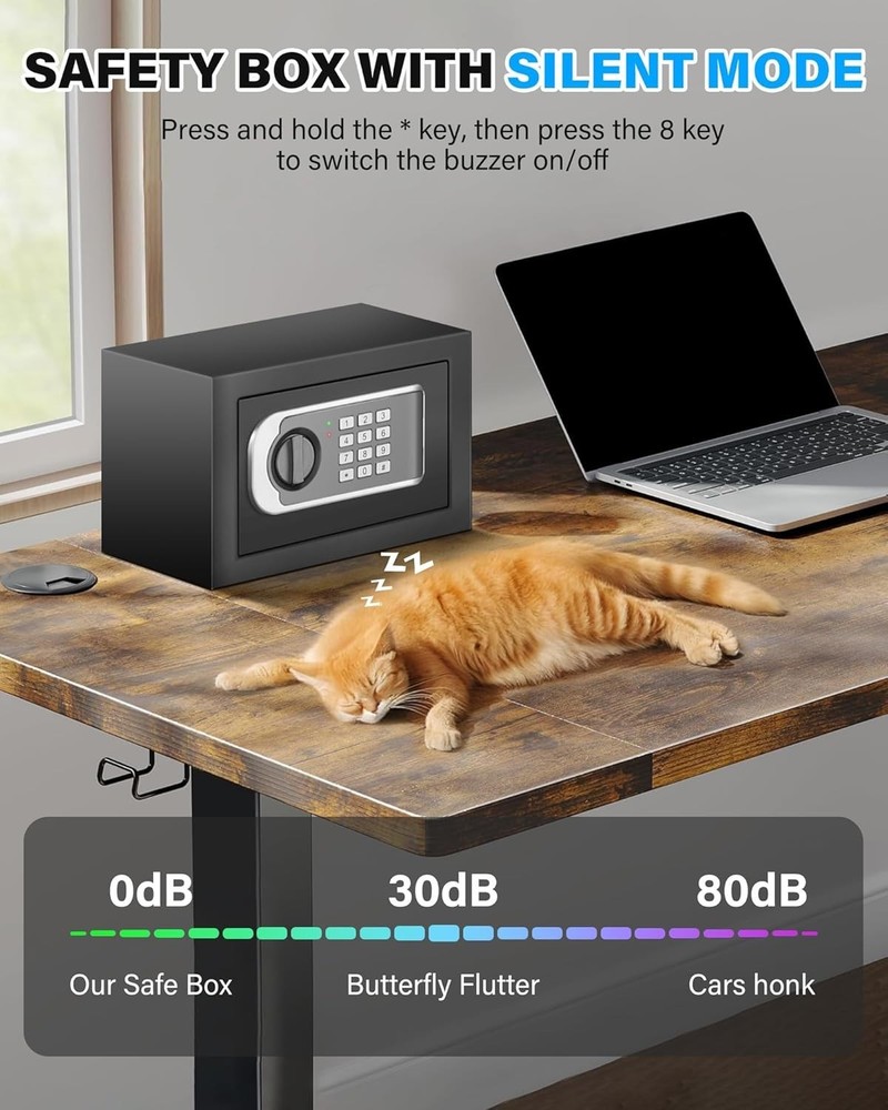 Compact 0.30 Cuft Small Safe Box with Fireproof Bag & Digital Keypad Access