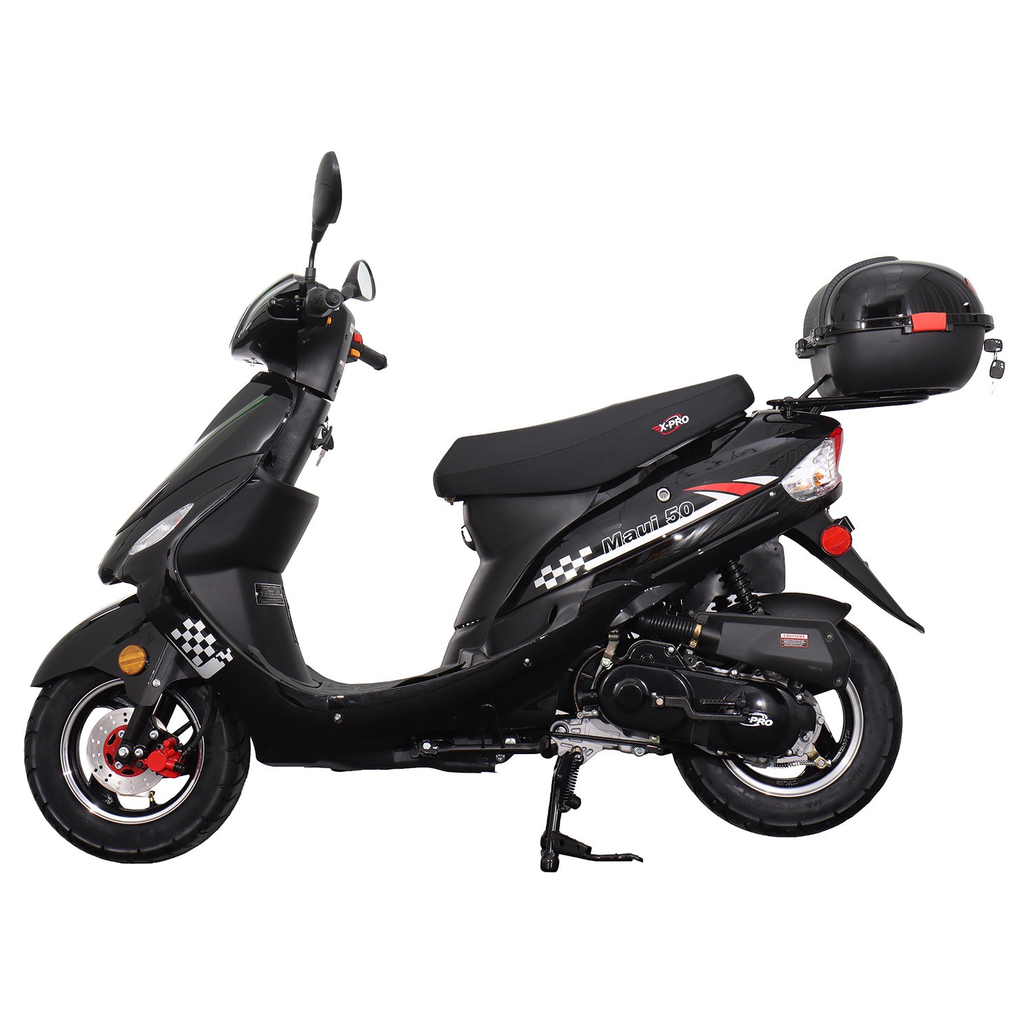 X-PRO Maui 50cc Moped Scooter with 10" Aluminum Wheels Rear Trunk Electric Start