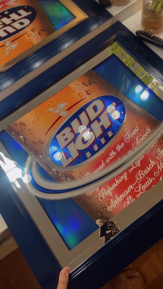 Bud Light beer advertising mirror.