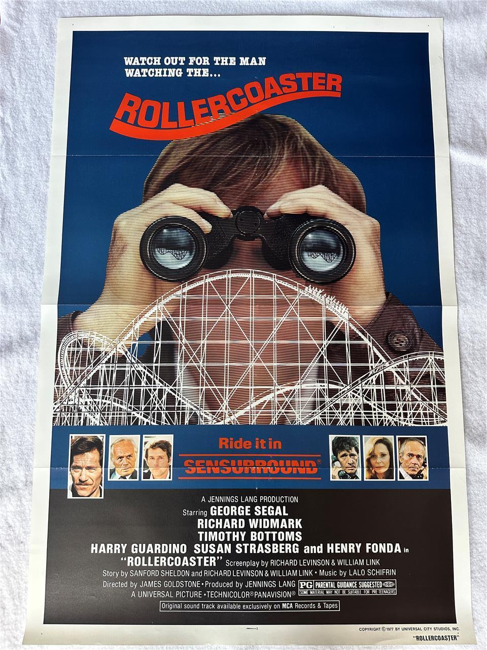 ROLLERCOASTER 27"X41" Original Movie Poster One Sheet Henry Fonda TRI-FOLD 1977