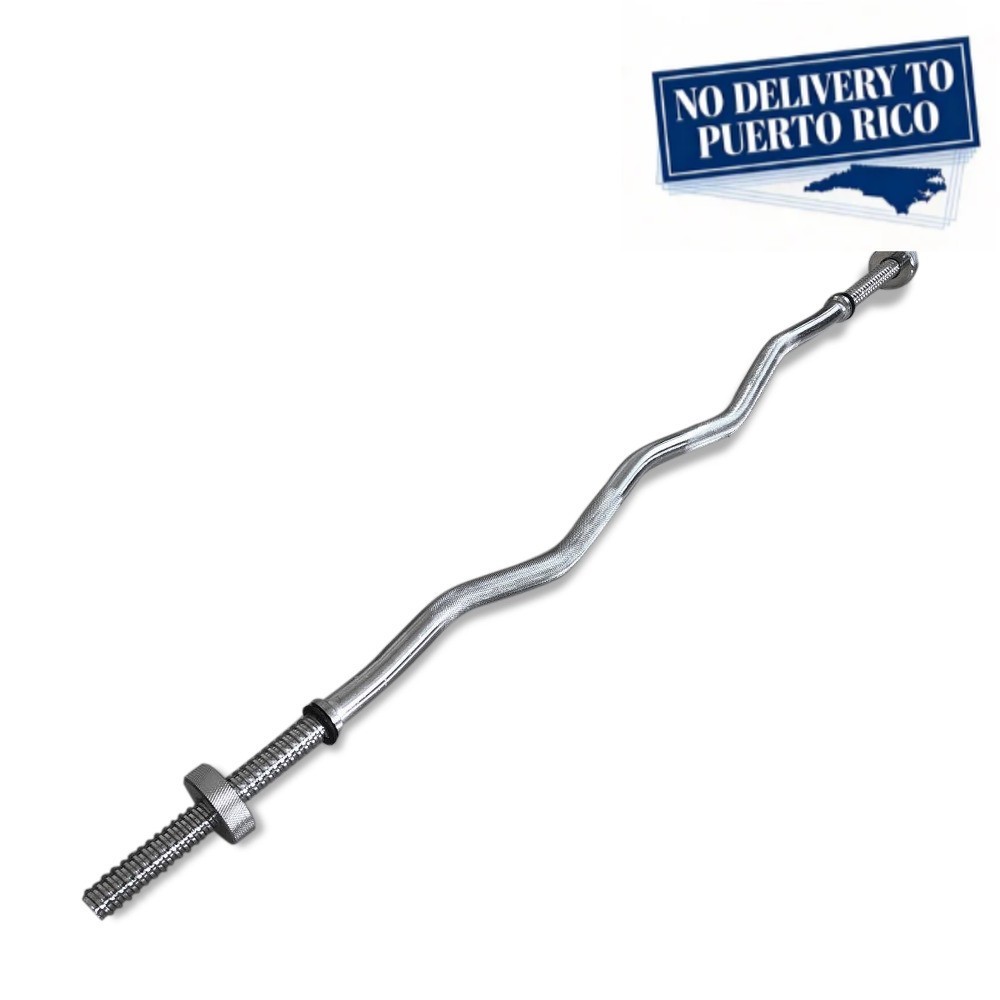 47" Standard Solid Steel Threaded Easy Curl Bar with Round Collars, Chrome