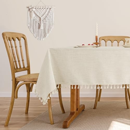 Beige Cream Tablecloth for Rectangle Table 86" x 55" (Rectangular) Linen