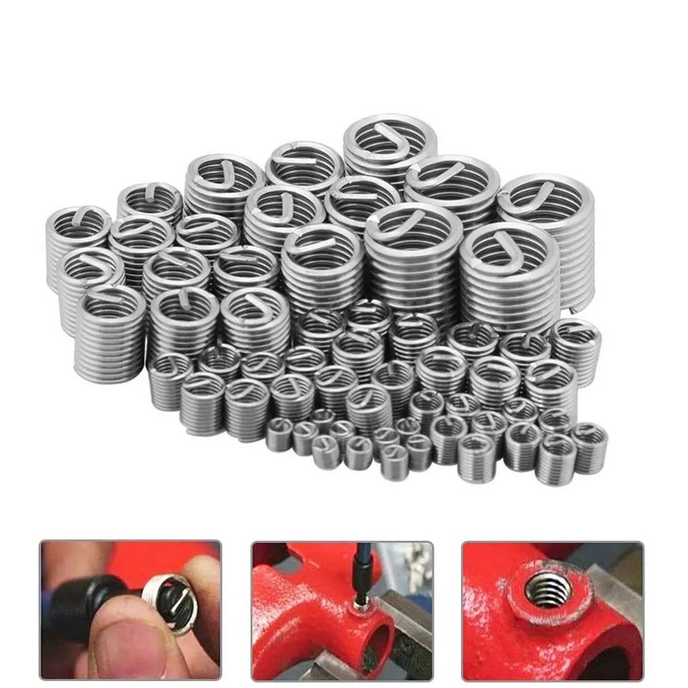 60pcs Stainless steel Spark Plug Rethread Kit Cylinder Head Tap Thread Insert