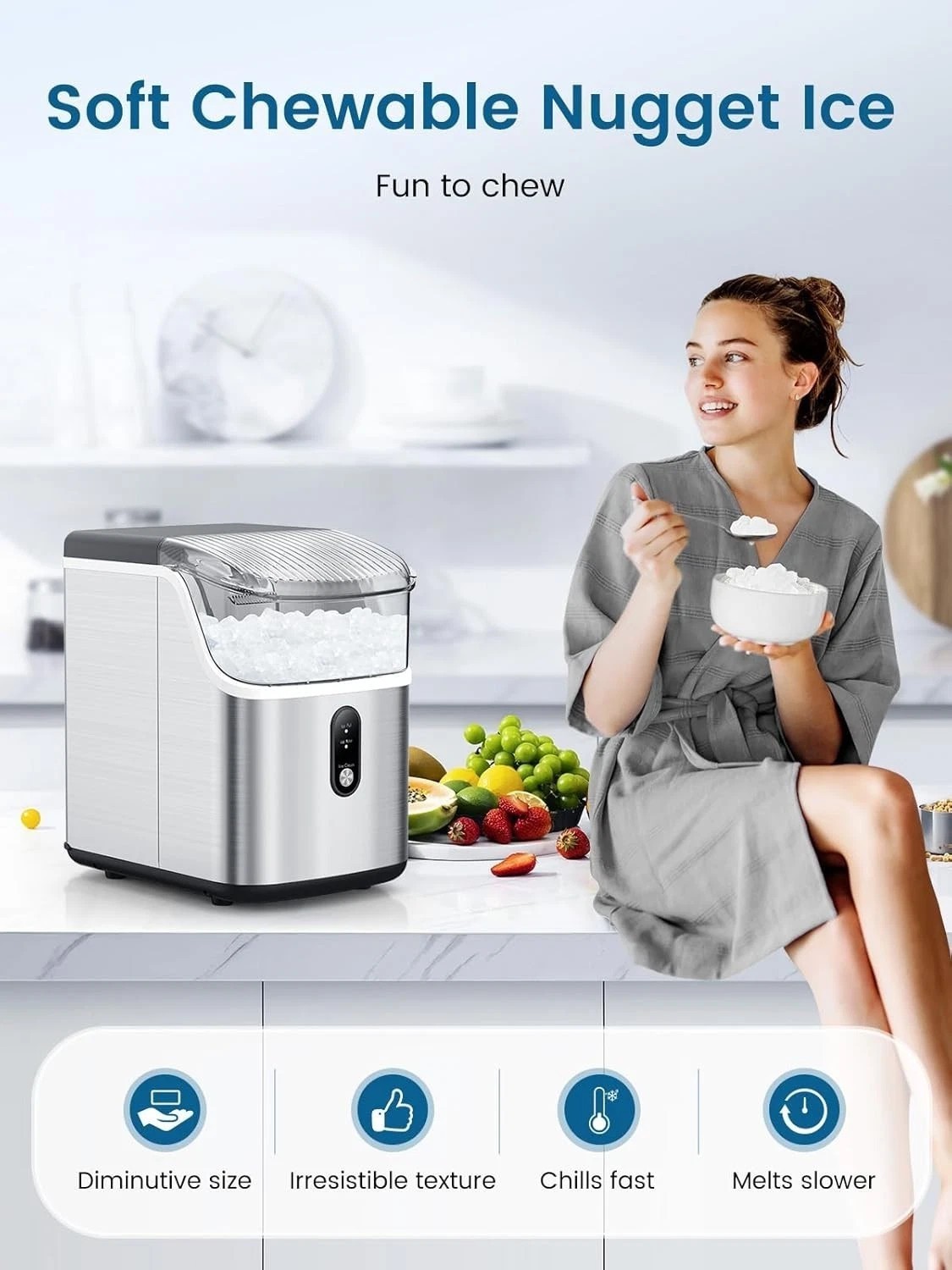 Nugget Ice Makers Countertop Soft Chewable Pellet Ice Machine