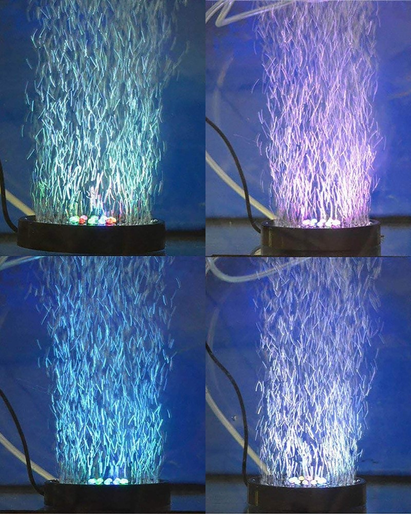 NICREW Multi-Colored Aquarium LED Bubbler Stone Disk, Fish 4 inch, Multicolor