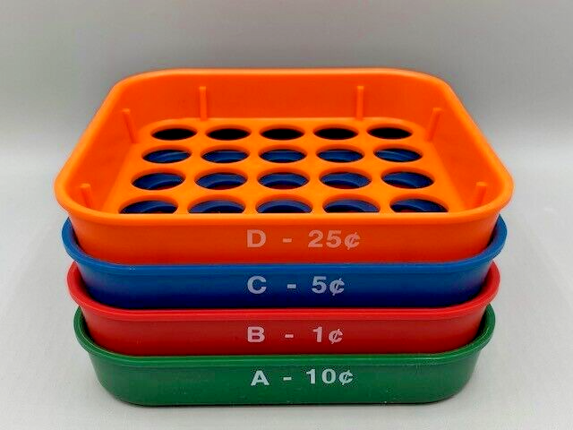 Speed Sort Coin Sorting Trays; 4 color coded interlocking trays; MMF Industries