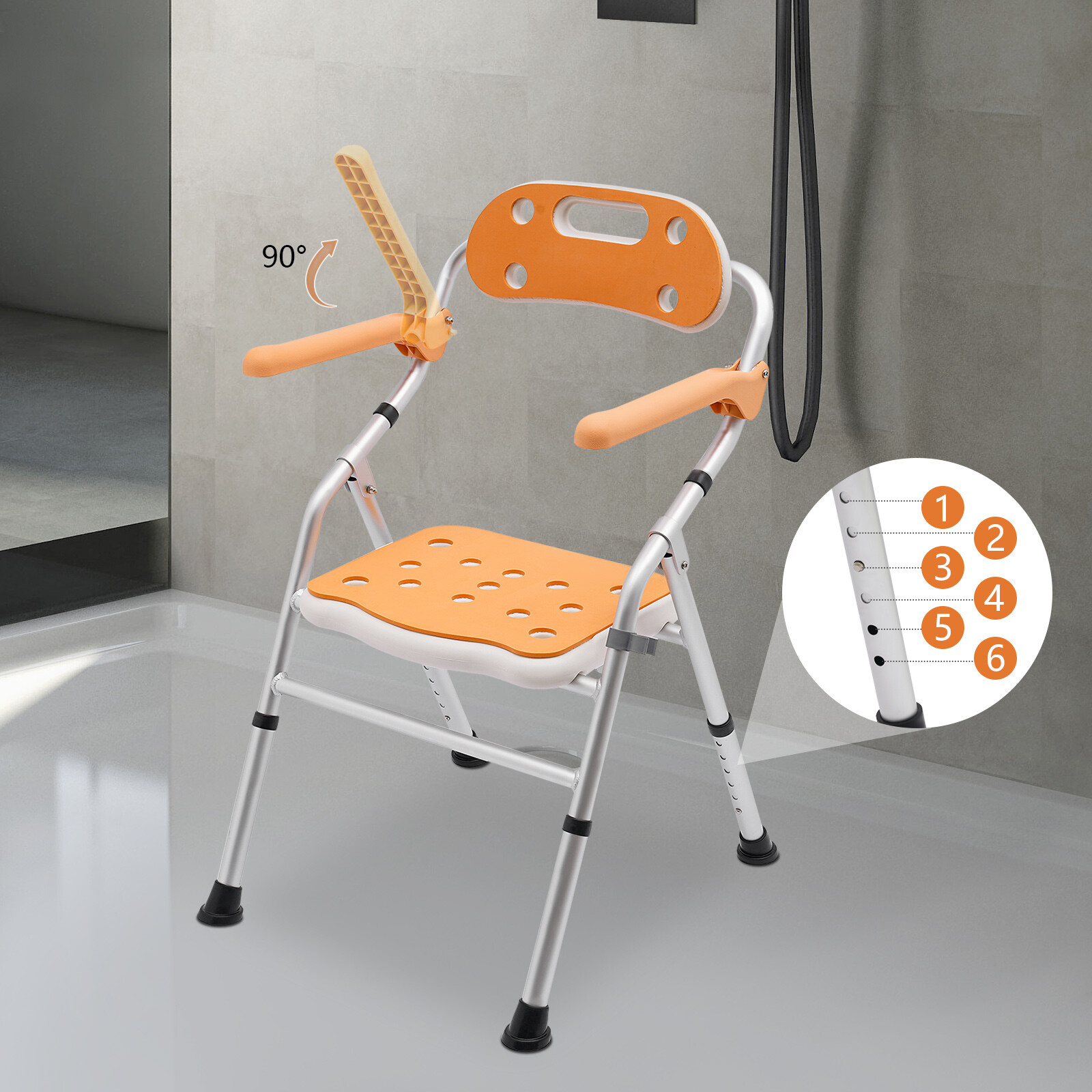 Foldable Shower Seat Folding Bath Chair Bathroom Shower Chair Height Adjustable