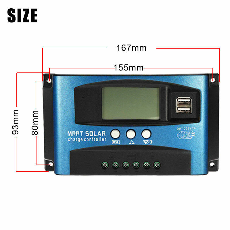 100A MPPT Solar Panel Regulator Charge Controller 12V/24V Auto Focus Tracking