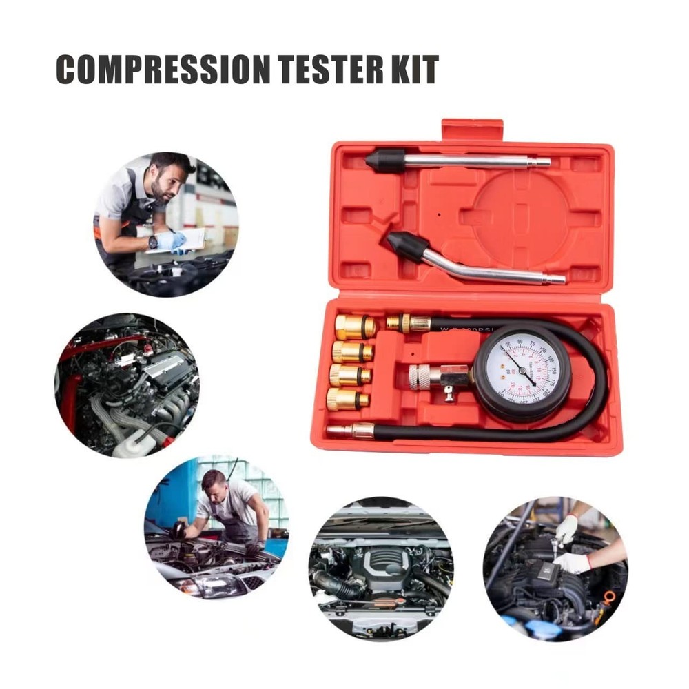 Durable 8PC Engine Cylinder Compression Tester | Accurate Pressure Gauge Set