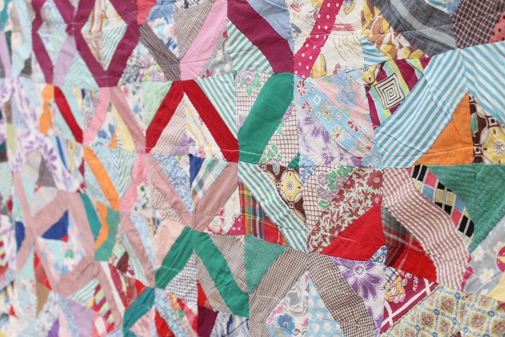 Antique Crazy Abstract Heirloom Patchwork Quilt