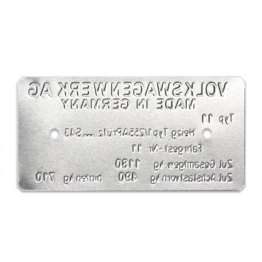 Volkswagen Super Beetle Type 13 Made in Germany Data Data Information Plate