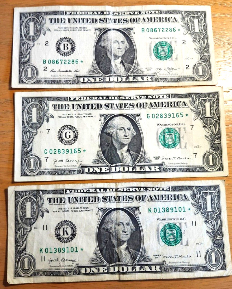 3-  $1  CIRCULATED STAR NOTES