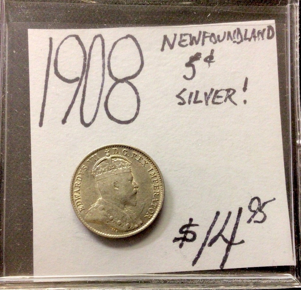 1908 Newfoundland 5c Silver! ENN Coins