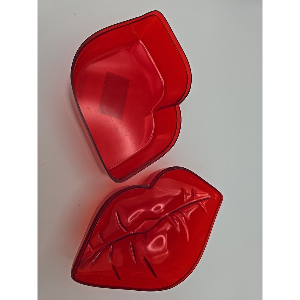 Clear Red Plastic Lips Container with Lid Amscan