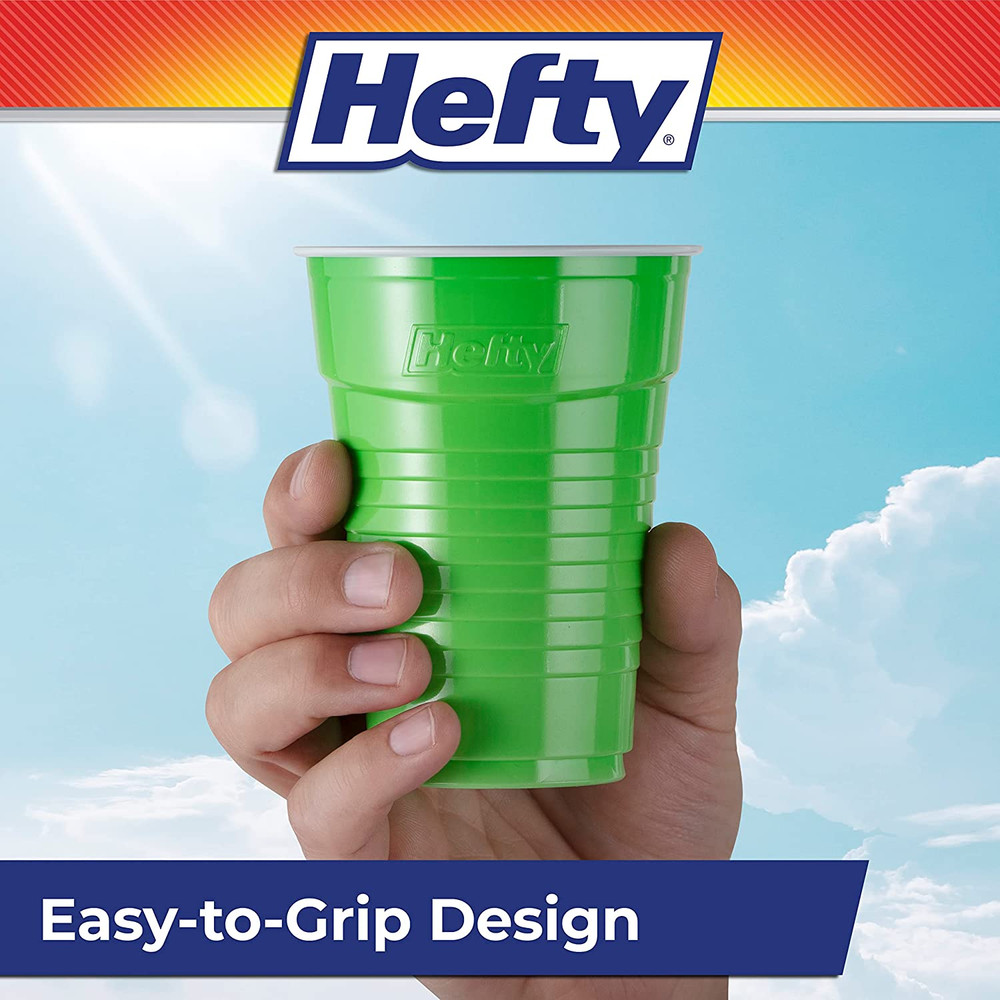 Party on Disposable Plastic Cups, Assorted, 16 Ounce, 100 Count