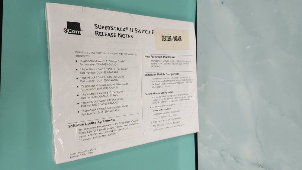 3Com SuperStack II Switch 1100 User Guide New Sealed