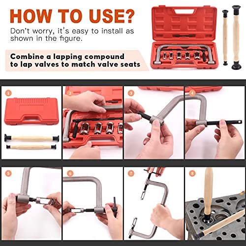 12Pcs Valve Spring Compressor with Valve Lapper Set Auto Compression C-Clamp