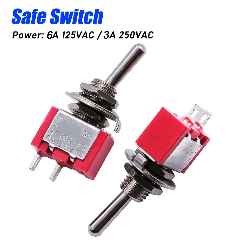 8pcs SPST Mini Toggle Switch Miniature ON/Off Switch 2 Terminal 2 Position 6A...