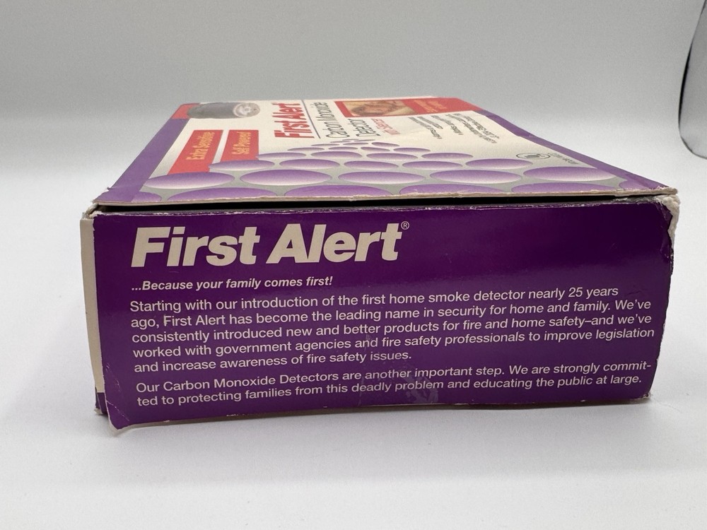 First Alert Carbon Monoxide Detector Self Powered Extra Sensitive With Silencer
