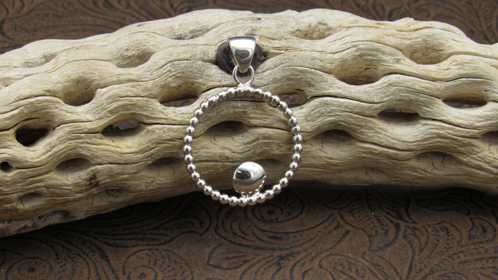 *Sterling Silver Beaded Hoop Pendant+