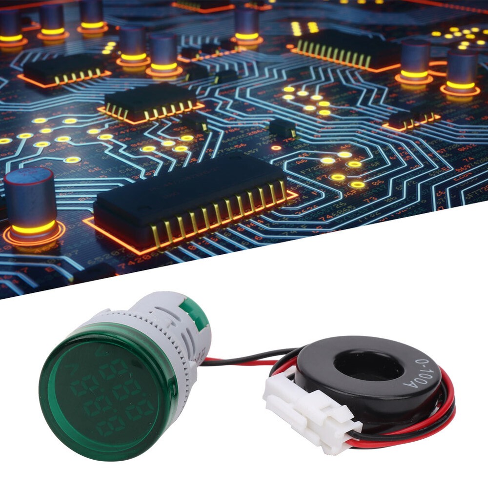 Round Digital Display Voltage Current 2 In 1 Integrated Indication Light