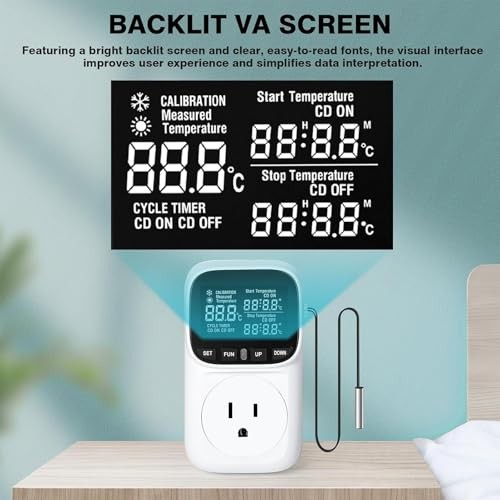 Digital Temperature Controller, Only Fahrenheit Dispaly Heavy Duty 15A