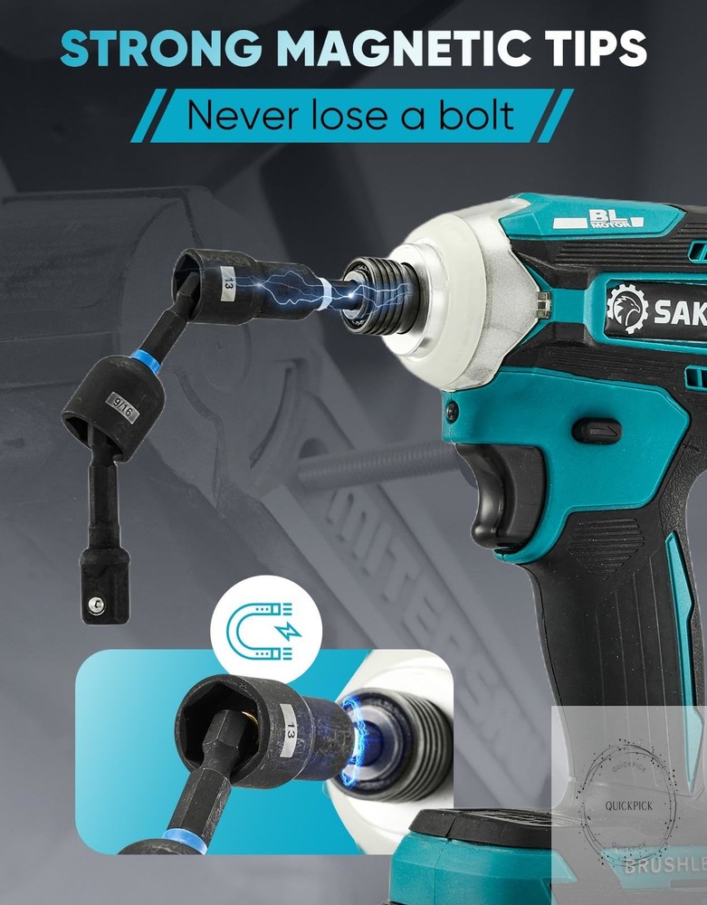 Magnetic Impact Nut Driver Set, 34PCS Socket Set with Deep Driver Bit Metric/SAE