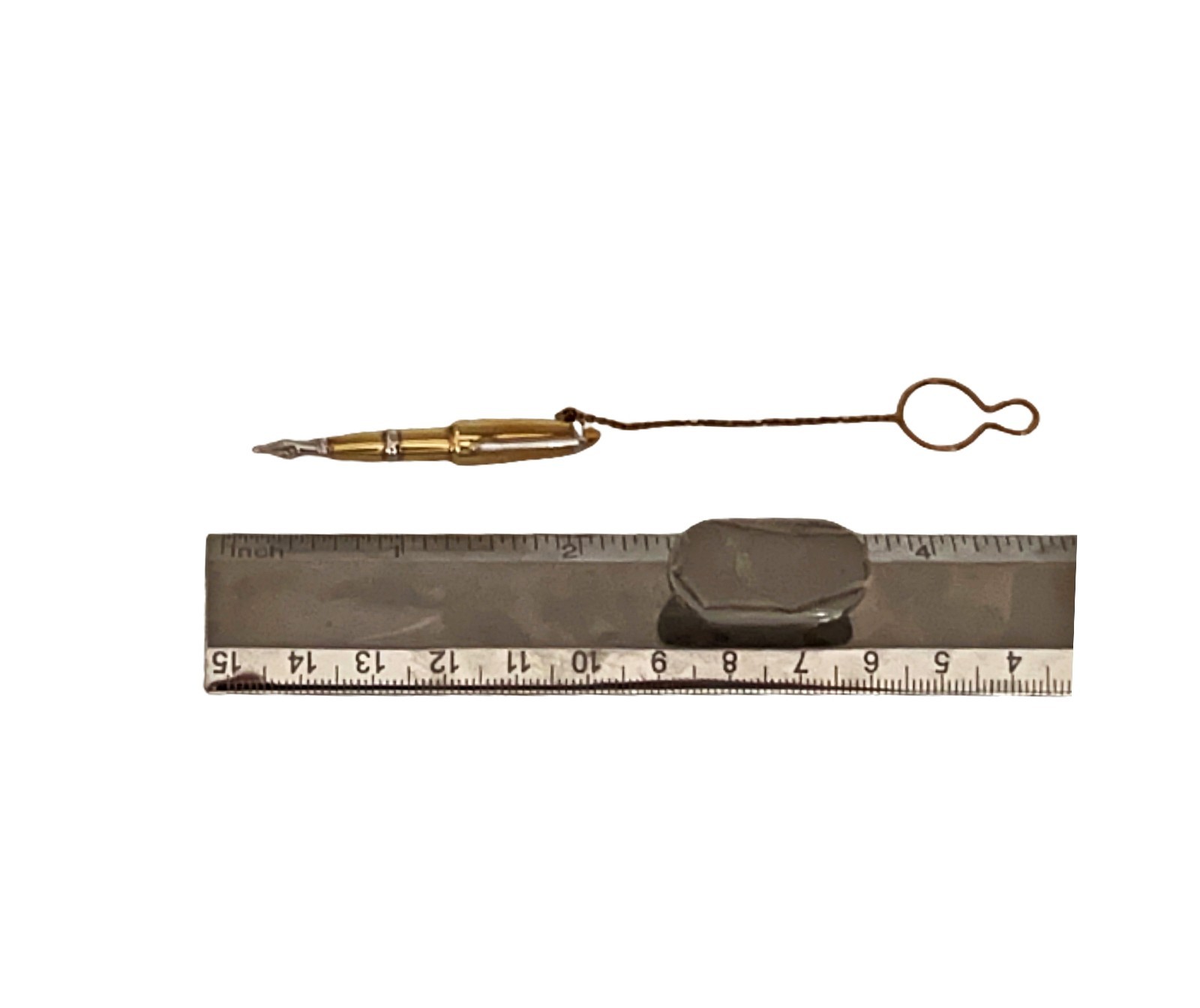 Unique Gold tie clip miniature fountain pen in yellow and white gold France