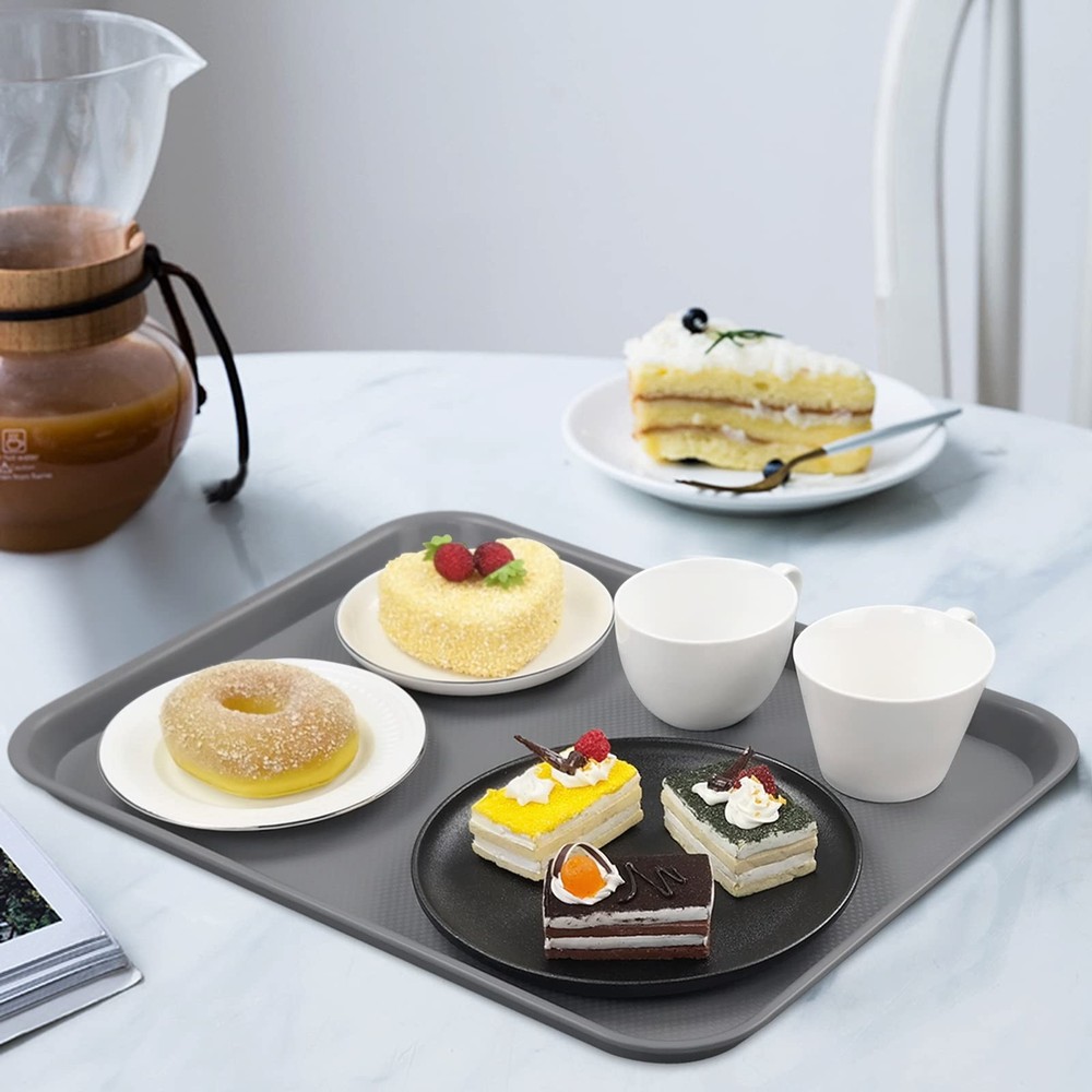 12 PCS Plastic Fast Food Service Trays Rectangular Cafeteria Restaurant Dining